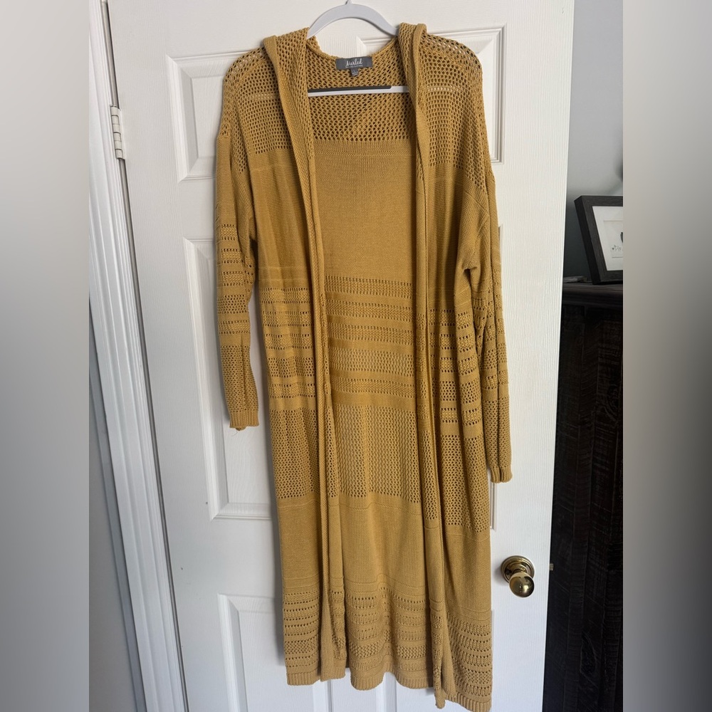 Marled Mustard Hooded Cardigan